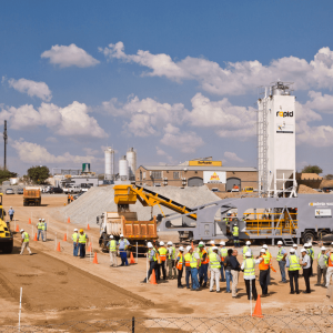 Rapidmix mobile continuous concrete mixing plant / pugmill pictured on road subbase project in South Africa. 